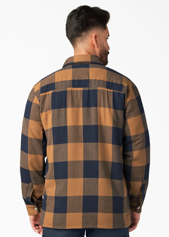 DICKIES Water Repellent Fleece-Lined Flannel Shirt Jacket - Brown Duck