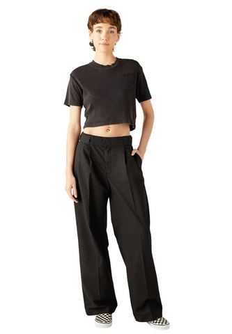 DICKIES WOMEN'S PLENTYWOOD CROPPED T-SHIRT ACID WASH BLACK