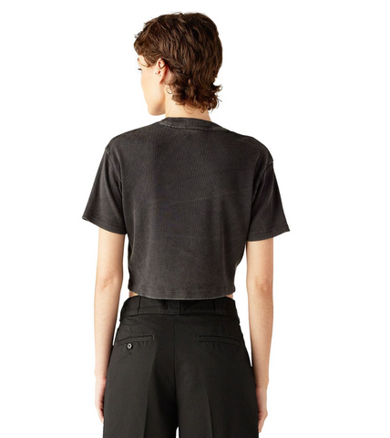 DICKIES WOMEN'S PLENTYWOOD CROPPED T-SHIRT ACID WASH BLACK