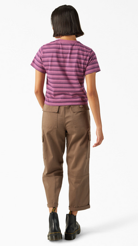 DICKIES WOMENS COLLEGIATE STRIPE SLEEVE TEE