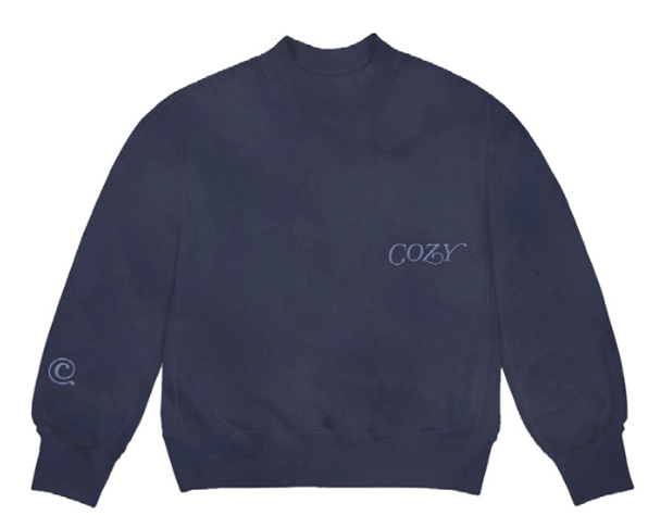 Cozy Lux Mock Neck Washed Navy