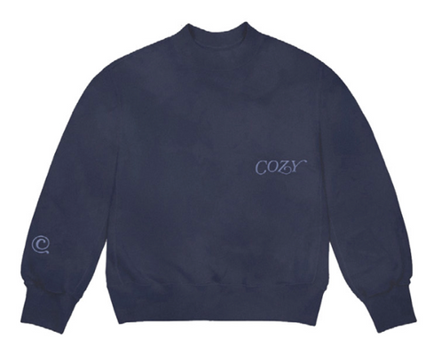 Cozy Lux Mock Neck Washed Navy