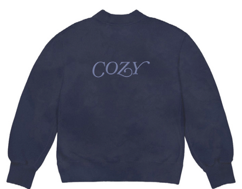 Cozy Lux Mock Neck Washed Navy