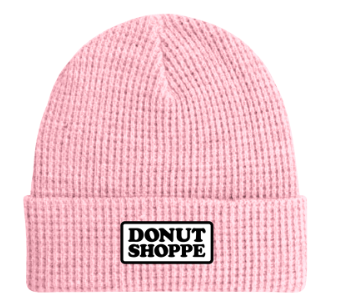 DS Patch Waffle Knit Fold Beanie Light Pink