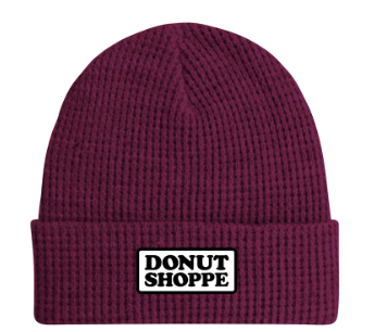 DS Patch Waffle Knit Fold Beanie Burgundy