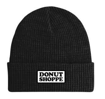 DS Patch Waffle Knit Fold Beanie Black