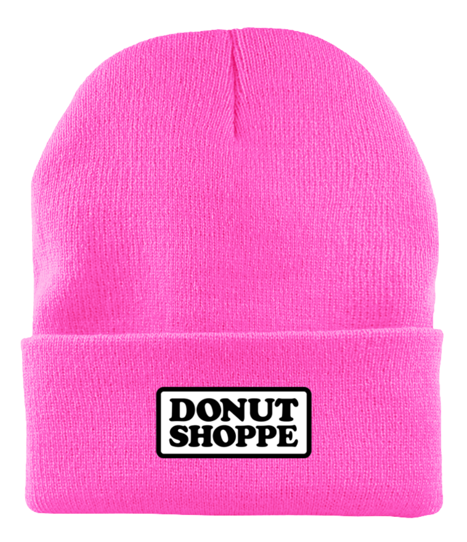 DS PATCH FINE KNIT FOLD BEANIE HOT PINK
