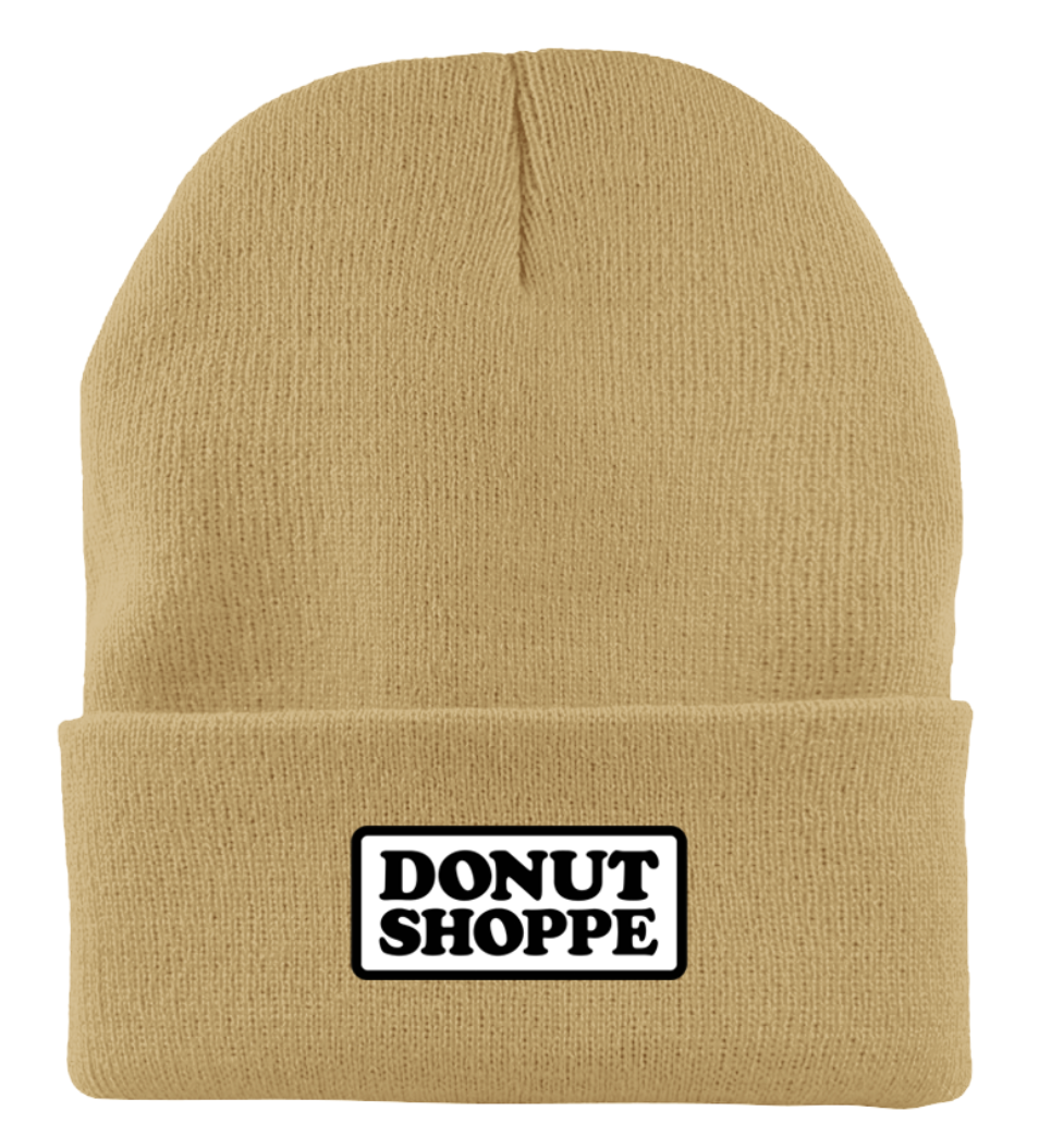 DS PATCH FINE KNIT FOLD BEANIE WHEAT