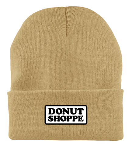 DS PATCH FINE KNIT FOLD BEANIE WHEAT