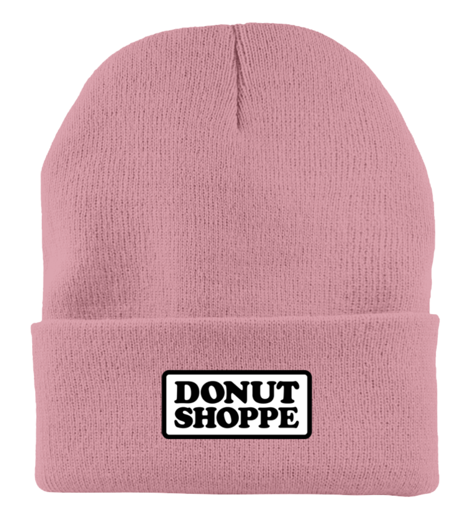 DS PATCH FINE KNIT FOLD BEANIE DUSTY ROSE