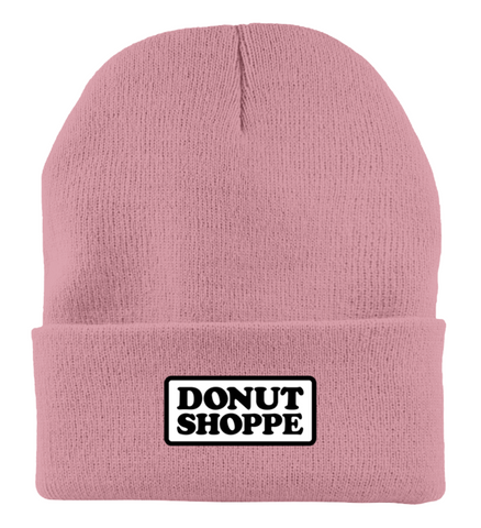DS PATCH FINE KNIT FOLD BEANIE DUSTY ROSE