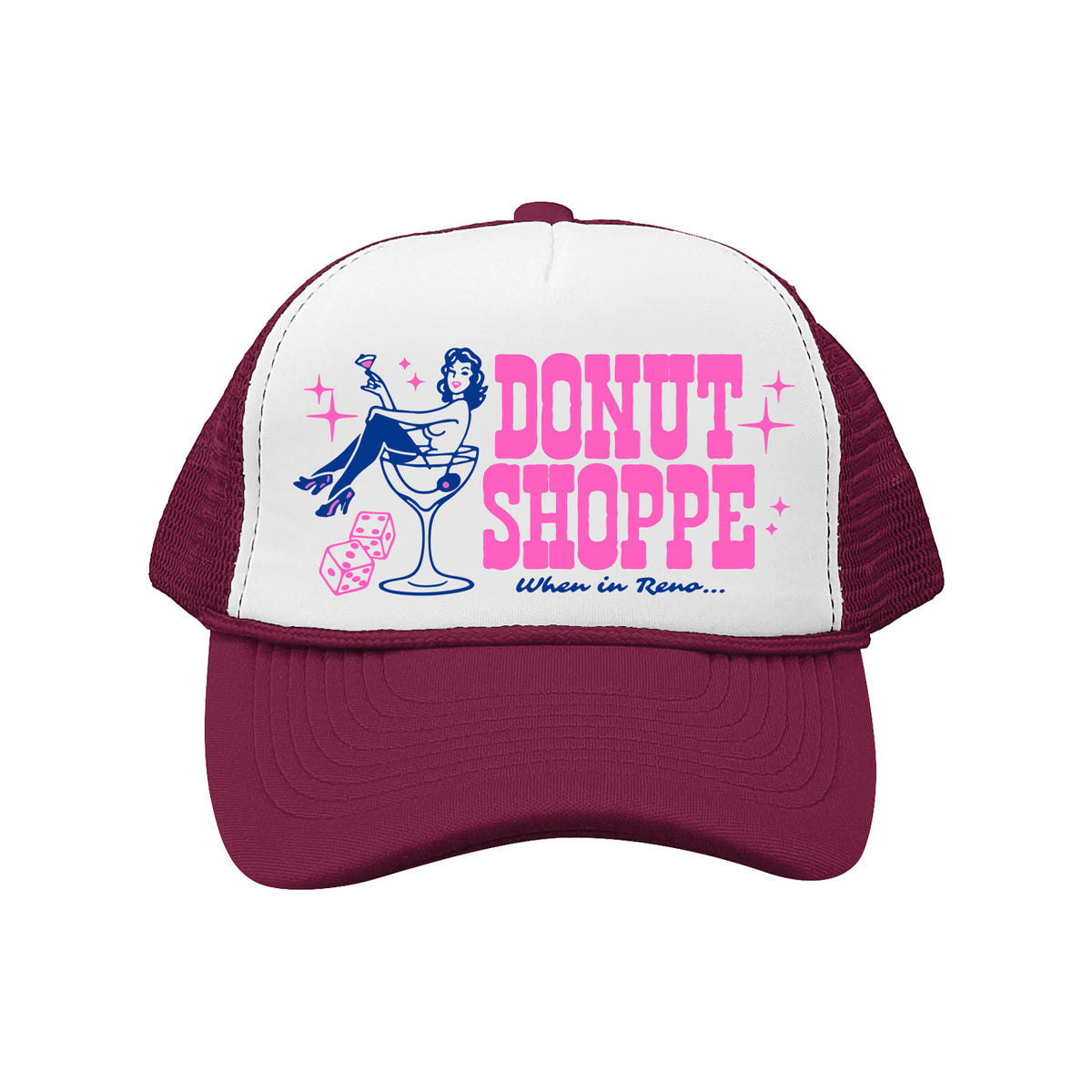 WHEN IN RENO TRUCKER HAT - BURGUNDY