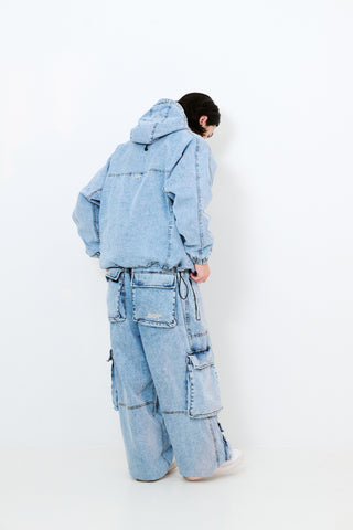 BSRabbit x Drink Sexy Wax real denim 5 pocket hooded jacket vintage blue