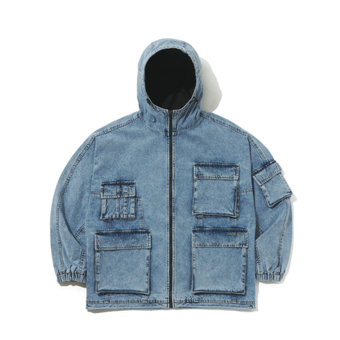 BSRabbit x Drink Sexy Wax real denim 5 pocket hooded jacket vintage blue