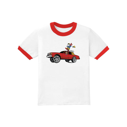 DONUT SHOPPE GANG COLLECTION - WOMENS RINGER WHITE RED