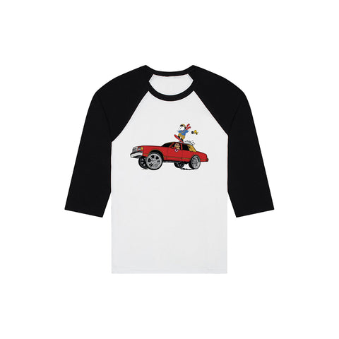 DONUT SHOPPE GANG COLLECTION - YOUTH RAGLAN WHITE BLACK