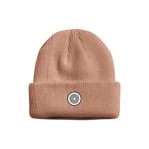 DS icon heavy knit fold beanie - dusty pink