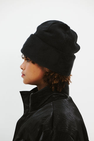 BSRABBIT SOFT FUR BEANIE BLACK