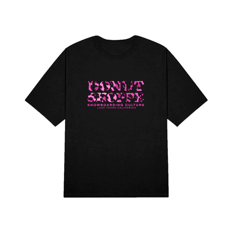 DS STACKED SS T-SHIRT BLACK CHEETAH