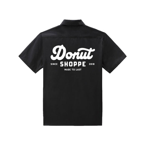 Donut Shoppe Made to Last  Workwear Short Sleeve Button Up - Black