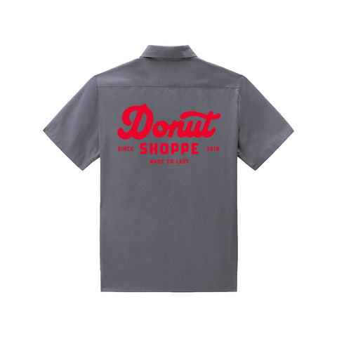 Donut Shoppe Made to Last  Workwear Short Sleeve Button Up - Silver